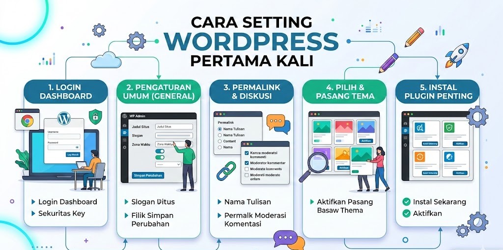 cara setting wordpress pertama kali