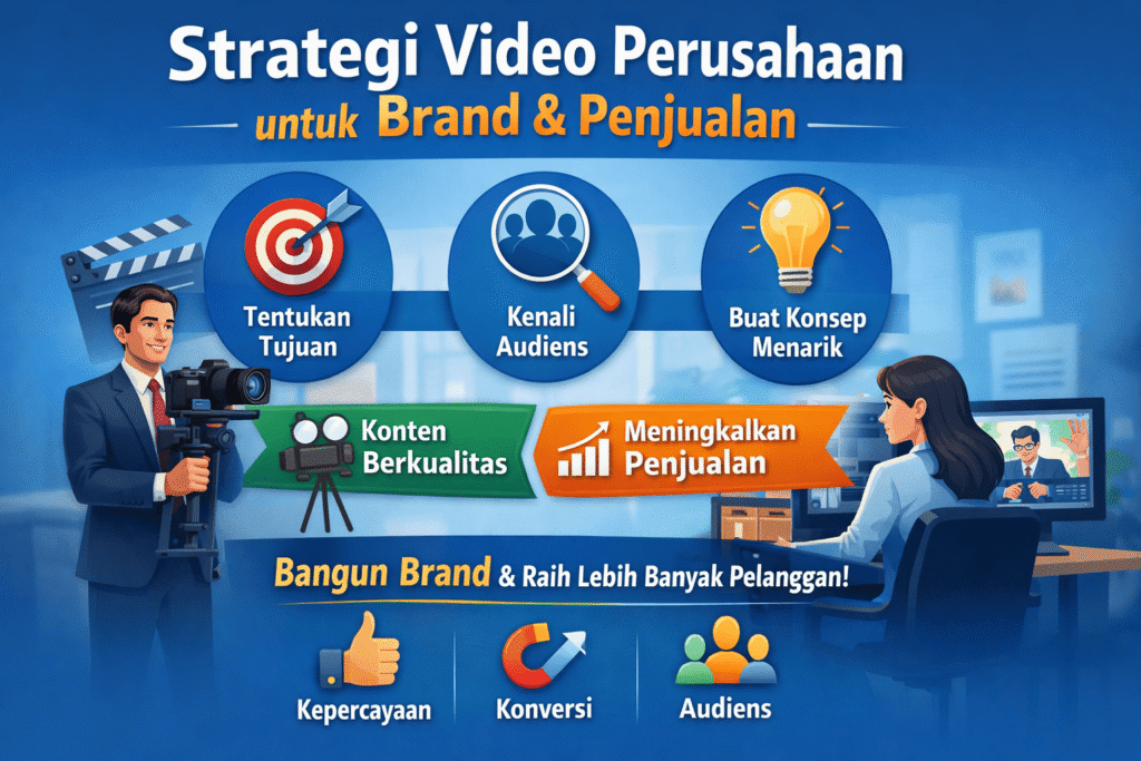 Strategi video perusahaan membantu membangun brand, menarik audiens, dan meningkatkan penjualan dengan konten berkualitas dan konsep yang tepat.