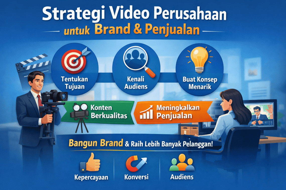Strategi video perusahaan membantu membangun brand, menarik audiens, dan meningkatkan penjualan dengan konten berkualitas dan konsep yang tepat.