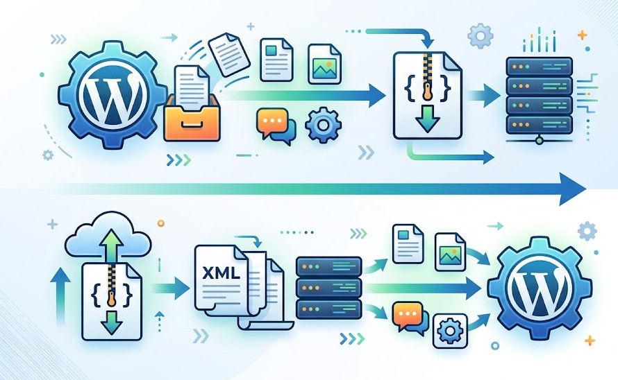 panduan export import wordpress